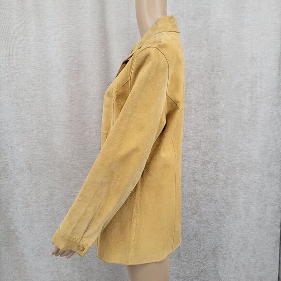 Marsh Landing Tan Leather Button Down Shirt Jacket Schaket - Picture 3 of 14